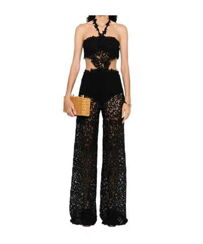 ERMANNO SCERVINO ERMANNO SCERVINO HALTERNECK LACE DETAILED JUMPSUIT