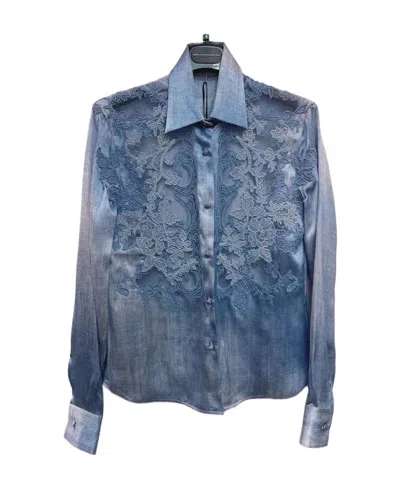 Ermanno Scervino Lace Lapel Shirt In Blue