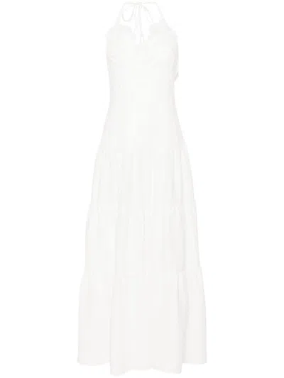 Ermanno Scervino Lace Linen Long Dress In White
