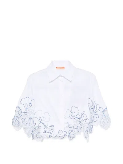Ermanno Scervino Lace Linen Shirt In Blue