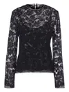 Ermanno Scervino Lace Long-sleeve Top In Black
