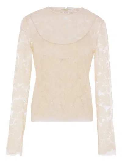 Ermanno Scervino Lace Long-sleeve Top In Neutral