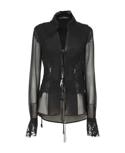 Ermanno Scervino Lace Long-sleeved Shirt In Black