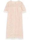 Ermanno Scervino Mini Dress With Scalloped Neckline And Lace Overlay