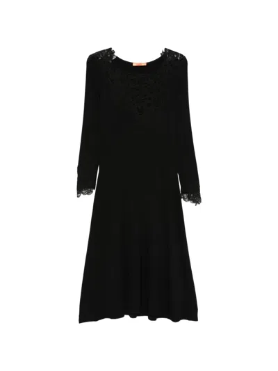 Ermanno Scervino Lace Midi Dress In Black