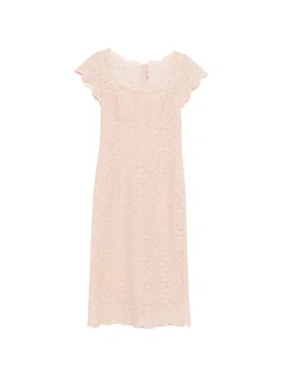Ermanno Scervino Lace Midi Dress In Neutral