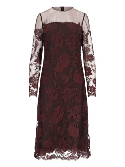 Ermanno Scervino Vestido Midi - Rojo In Brown
