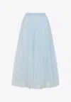 Ermanno Scervino Lace Overlay Flared Midi Skirt In Blue