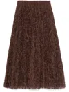 Ermanno Scervino Pleated Lace Maxi Skirt In Brown