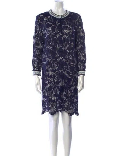 Pre-owned Ermanno Scervino Lace Mini Dress In Blue/white