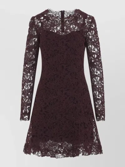 Ermanno Scervino Lace Mini Dress Fitted Bodice Silhouette In Burgundy