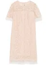 Ermanno Scervino Mini Dress With Scalloped Neckline And Lace Overlay
