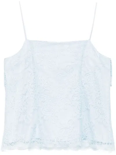 Ermanno Scervino Lace-overlay Top In Blue