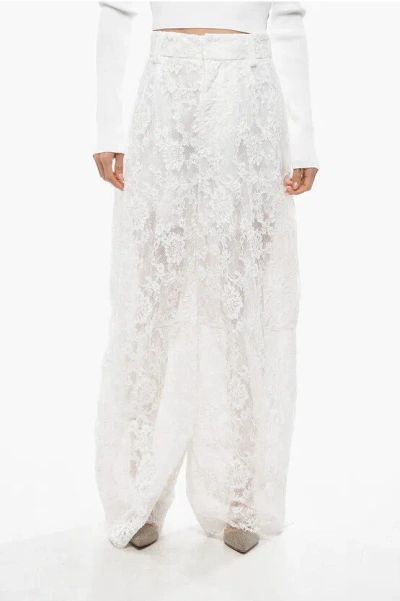 Ermanno Scervino Lace Oversized Pants With Belt Loops In White