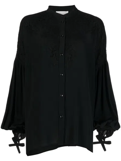 Ermanno Scervino Lace-panel Long-sleeve Blouse In 黑色