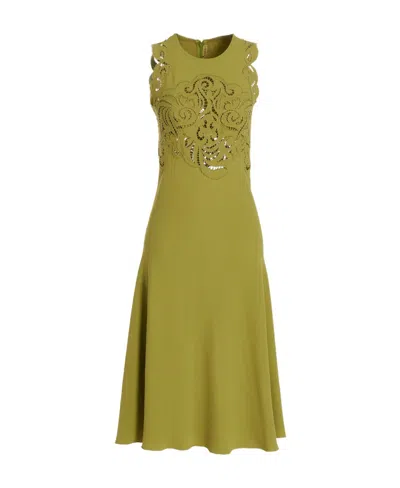 Ermanno Scervino Lace-panel Midi Dress In Green