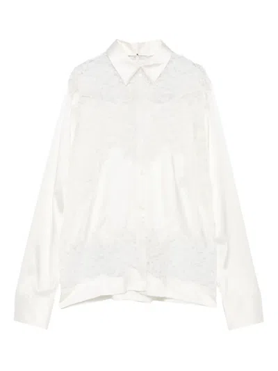 Ermanno Scervino Lace-panel Satin Blouse In White