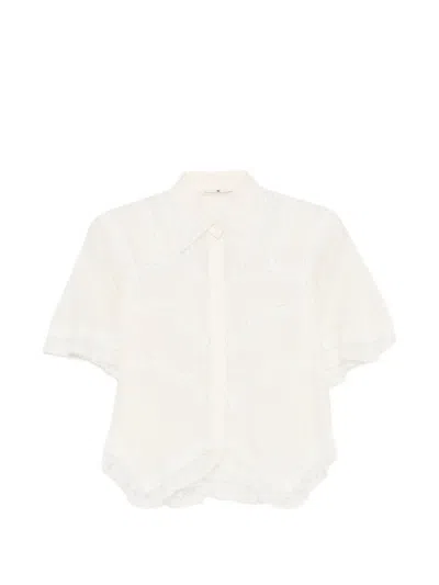Ermanno Scervino Cotton Shirt Lace Design Short Sleeves In White