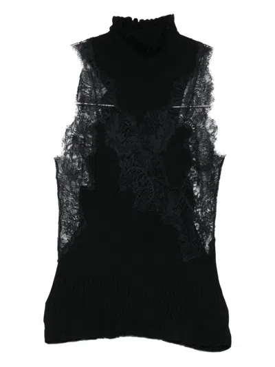 Ermanno Scervino Lace-panel Top In Black