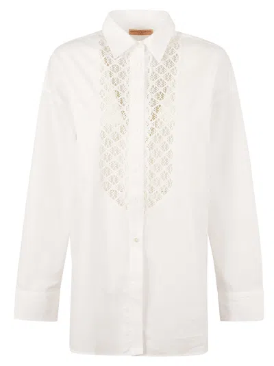 Ermanno Scervino Lace Paneled Oversize Shirt In Bright White