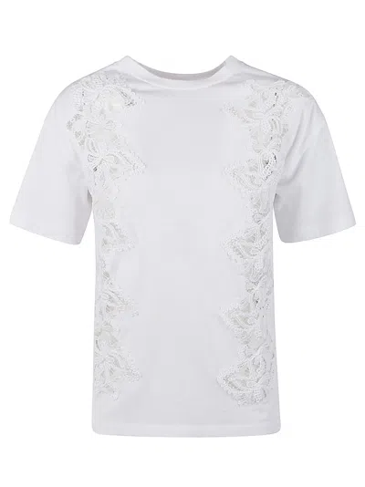 Ermanno Scervino Lace Paneled Round Neck T-shirt In White