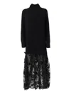 Ermanno Scervino Lace Panelled Midi Dress In Black
