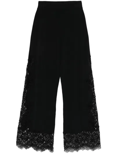 Ermanno Scervino Lace-panelled Trousers In 黑色