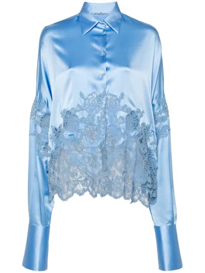Ermanno Scervino Lace-panelling Shirt In Blue