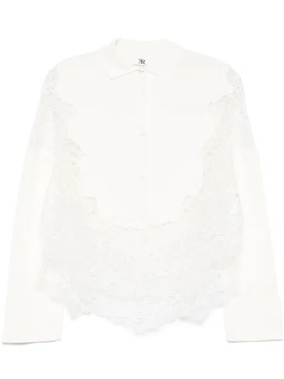 Ermanno Scervino Lace-panelling Shirt In Neutrals