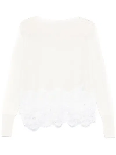 Ermanno Scervino Lace-panelling Sweater In White