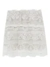 Ermanno Scervino Miniskirt In Patchwork Of Lace And Georgette In Neutral