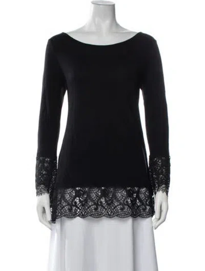 Pre-owned Ermanno Scervino Lace Pattern Bateau Neckline Sweater In Black