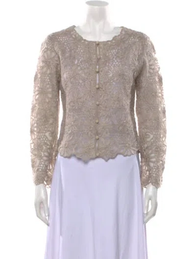 Pre-owned Ermanno Scervino Lace Pattern Crew Neck Sweater In Neutrals