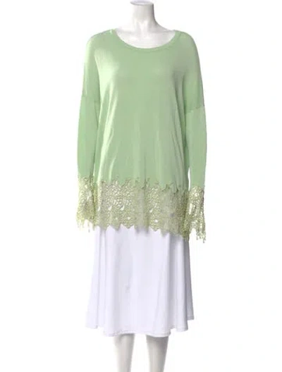 Pre-owned Ermanno Scervino Lace Pattern Crew Neck Top In Green