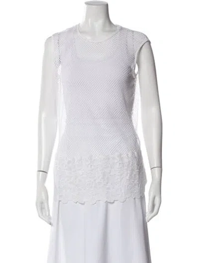 Pre-owned Ermanno Scervino Lace Pattern Crew Neck Top In White