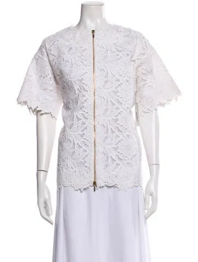 Pre-owned Ermanno Scervino Lace Pattern Crew Neck Top In White