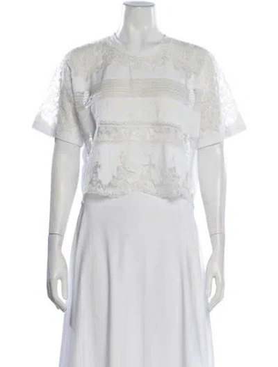 Pre-owned Ermanno Scervino Lace Pattern Crew Neck Top In White