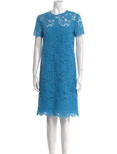 Pre-owned Ermanno Scervino Lace Pattern Knee-length Dress In Blue