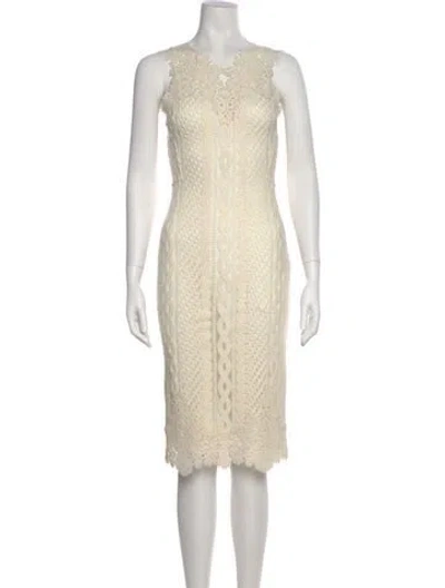 Pre-owned Ermanno Scervino Lace Pattern Knee-length Dress W/ Tags In Neutral