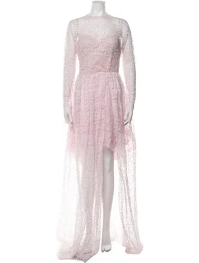 Pre-owned Ermanno Scervino Lace Pattern Long Dress In Pink
