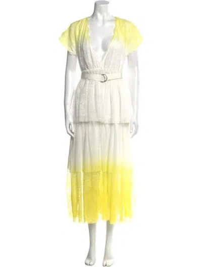 Pre-owned Ermanno Scervino Lace Pattern Long Dress W/ Tags In Yellow
