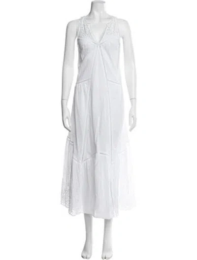 Pre-owned Ermanno Scervino Lace Pattern Long Dress In White