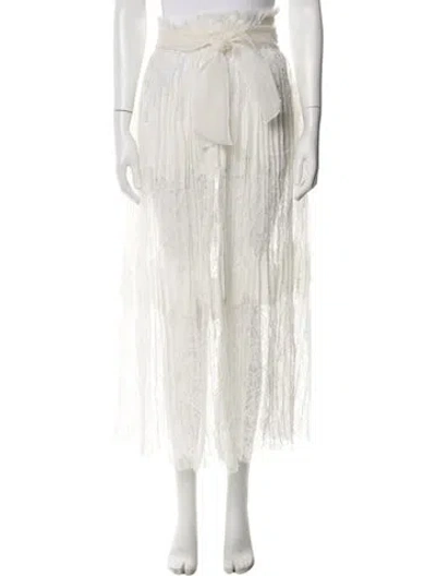 Pre-owned Ermanno Scervino Lace Pattern Long Skirt In Neutral