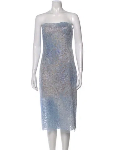Pre-owned Ermanno Scervino Lace Pattern Midi Length Dress In Blue