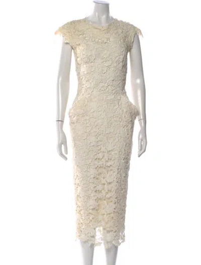 Pre-owned Ermanno Scervino Lace Pattern Midi Length Dress In Neutral