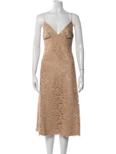 Pre-owned Ermanno Scervino Lace Pattern Midi Length Dress In Neutrals