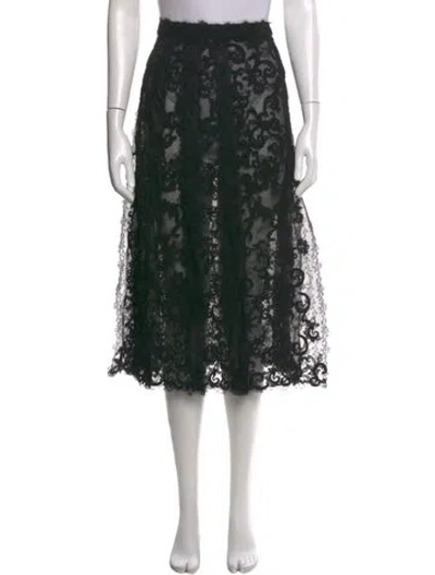 Pre-owned Ermanno Scervino Lace Pattern Midi Length Skirt In Black