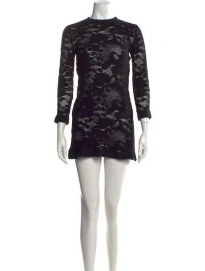 Pre-owned Ermanno Scervino Lace Pattern Mini Dress In Black