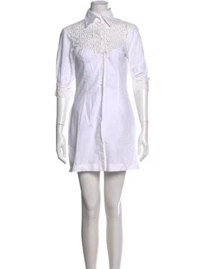 Pre-owned Ermanno Scervino Lace Pattern Mini Dress In White