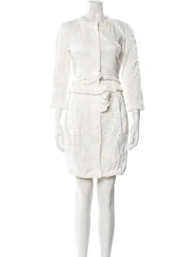 Pre-owned Ermanno Scervino Lace Pattern Mini Dress In White